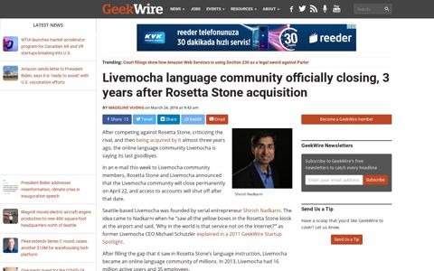 Livemocha language community officially closing, 3 years ...