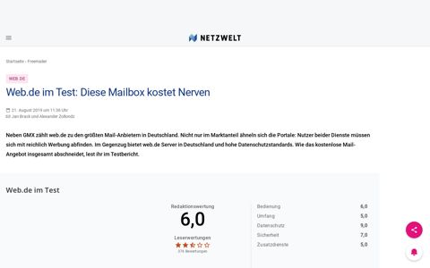 Web.de im Test: Diese Mailbox kostet Nerven | NETZWELT