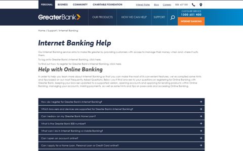 Internet Banking Support | Greater Bank Limited