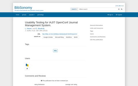 Usability Testing for IAJIT OpenConf Journal Management ...