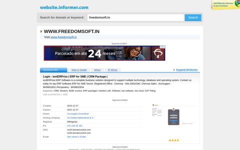 freedomsoft.in at WI. Login - ientERPrise | ERP for SME | CRM ...