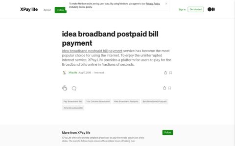 idea broadband postpaid bill payment | by XPay life | Medium