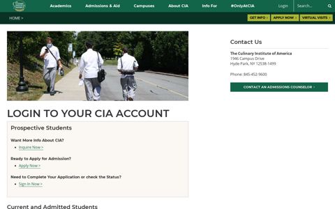 CIA Account Login | Culinary Institute of America