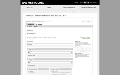 Current Employment Opportunities - Metrolinx