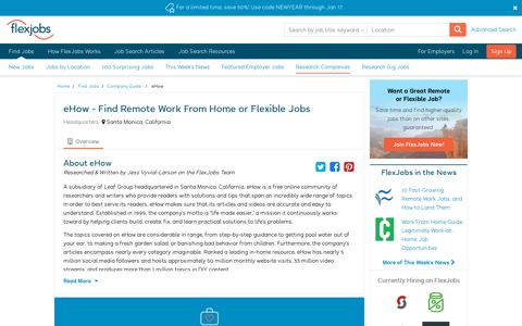 eHow - Remote Work From Home & Flexible Jobs | FlexJobs