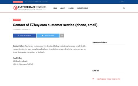 Contact of EZbuy.com customer service (phone, email)