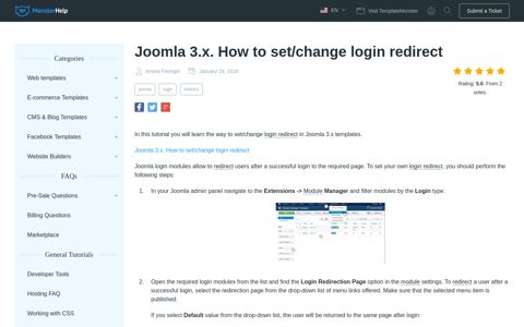 Joomla 3.x. How to set/change login redirect - Template ...