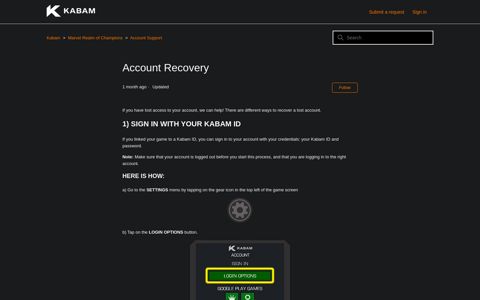Account Recovery – Kabam