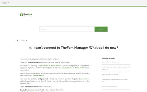 I can't connect to TheFork Manager. What do I do now?