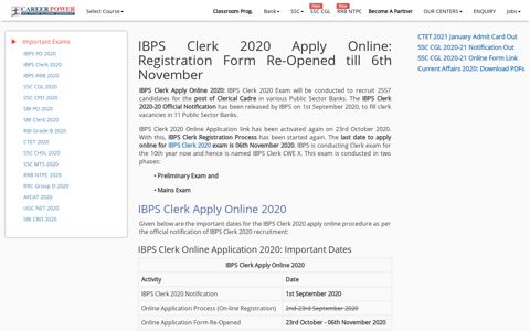 IBPS Clerk Apply Online 2020: Online Application Re-Opened ...