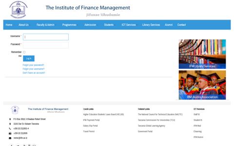 The Institute of Finance Management - Login Form - IFM