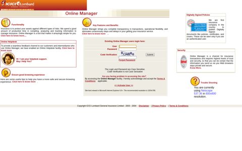 ICICI Lombard - Online Manager