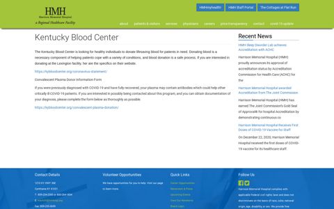 Kentucky Blood Center | Harrison Memorial Hospital