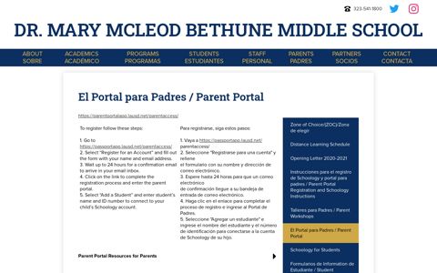 El Portal para Padres / Parent Portal – Parents – Dr. Mary ...