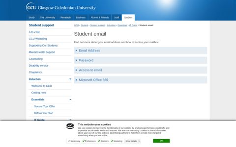 Student email | GCU - Glasgow Caledonian University