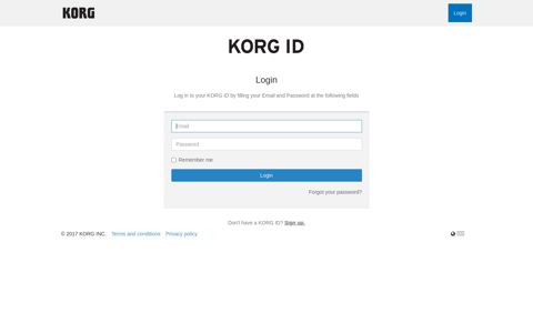 Login - KORG ID