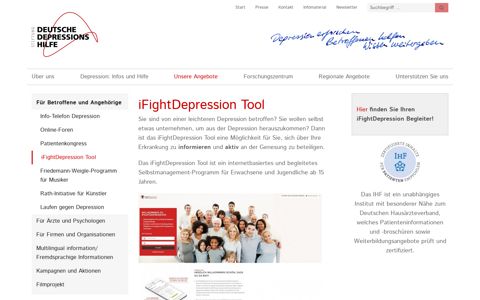 Online-Training iFightDepression Tool - Stiftung Deutsche ...