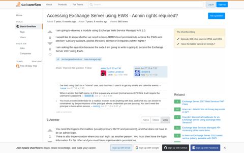Accessing Exchange Server using EWS - Admin rights required?