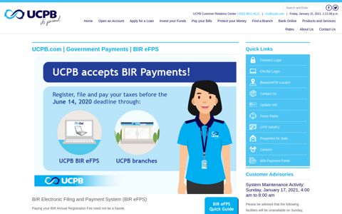 Government Payments | BIR eFPS - UCPB.com