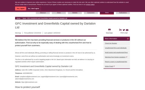 GFC Investment and Greenfields Capital owned by Dartalon ...