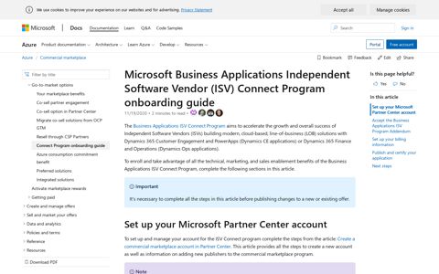 (ISV) Connect Program onboarding guide - Microsoft Docs
