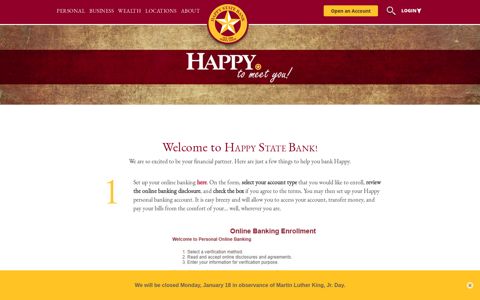 Welcome to HAPPY STATE BANK!