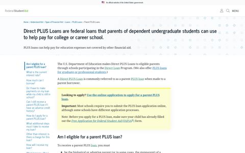 Parent PLUS Loans | Federal Student Aid