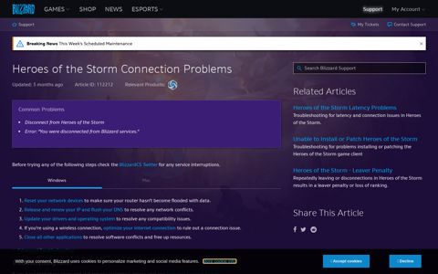 Heroes of the Storm Connection Problems - Blizzard Support