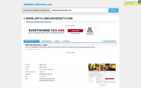 jiffylubeuniversity.com at WI. Jiffy Lube University > Logon