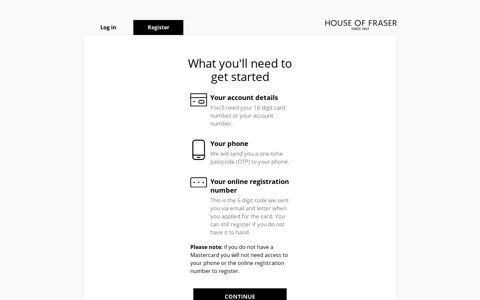Register - Online Account Manager | House of Fraser