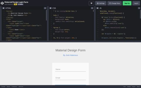 Material Design Login Form - CodePen