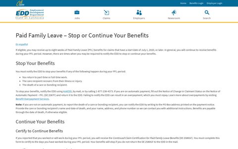 Paid Family Leave – Stop or Continue Your Benefits - EDd