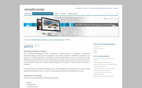 MIP - Anbindung an ZHP.X3 - Kostenträger - medicomp GmbH