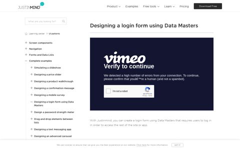 Create a login form with Data Masters in Justinmind