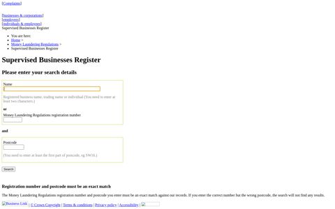 Supervised Businesses Register - HM Revenue & Customs