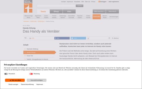 Handy-Ortung - Das Handy als Verräter - Stiftung Warentest