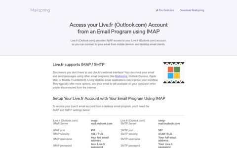 How to access your Live.fr (Outlook.com) email account using ...