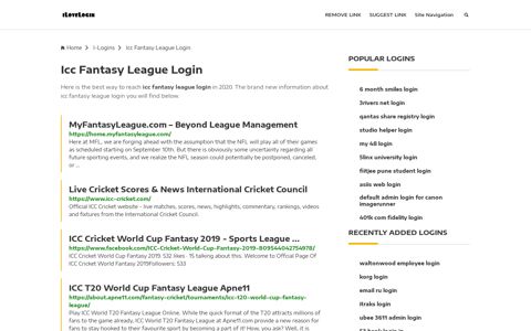 Icc Fantasy League Login ❤️ One Click Access - iLoveLogin
