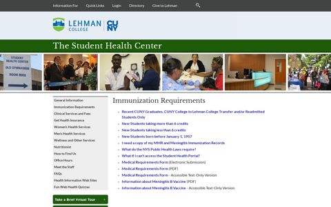 Student Health Center at Lehman College - Immunization ...