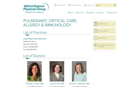 Pulmonary, Critical Care, Allergy & Immunology - Milford ...
