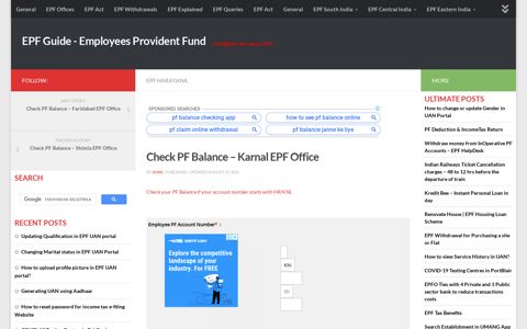 Check PF Balance - Karnal EPF Office - EPF Guide
