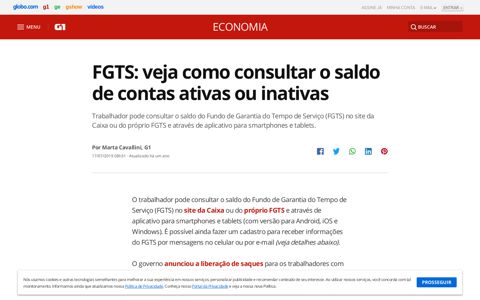 FGTS: veja como consultar o saldo de contas ativas ou inativas