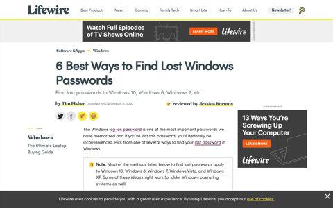 6 Best Ways to Find Lost Windows Passwords - Lifewire