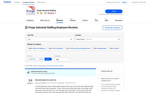 Working at Forge Industrial Staffing: 710 Reviews | Indeed.com