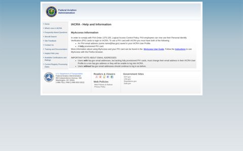 MyAccess Information - IACRA - Federal Aviation Administration