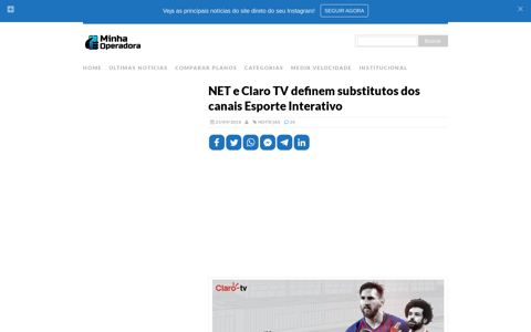 NET e Claro TV definem substitutos dos canais Esporte ...