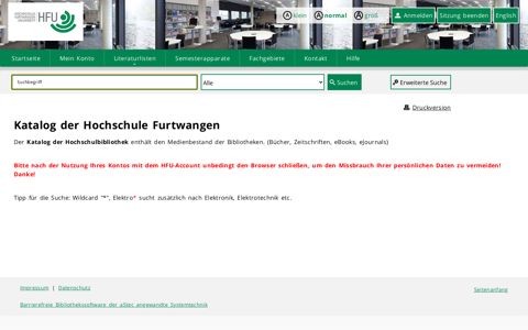 Online-Katalog | HS Furtwangen