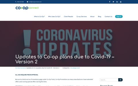 Updates to Co-op plans due to Covid-19 – Version 2