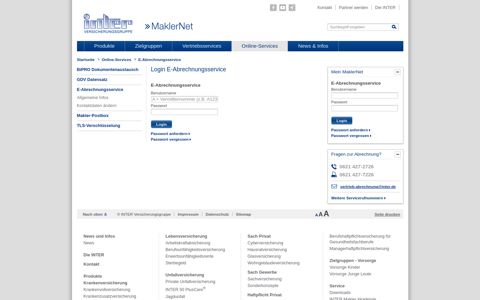 Login E-Abrechnungsservice - INTER MaklerNet