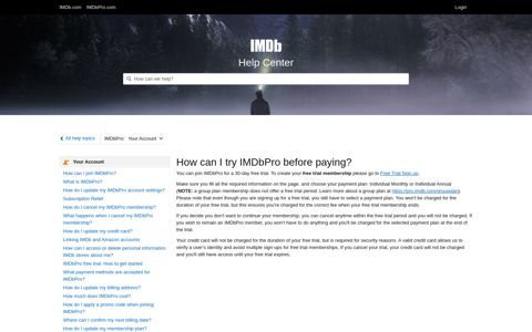 How can I try IMDbPro before paying? - IMDb | Help